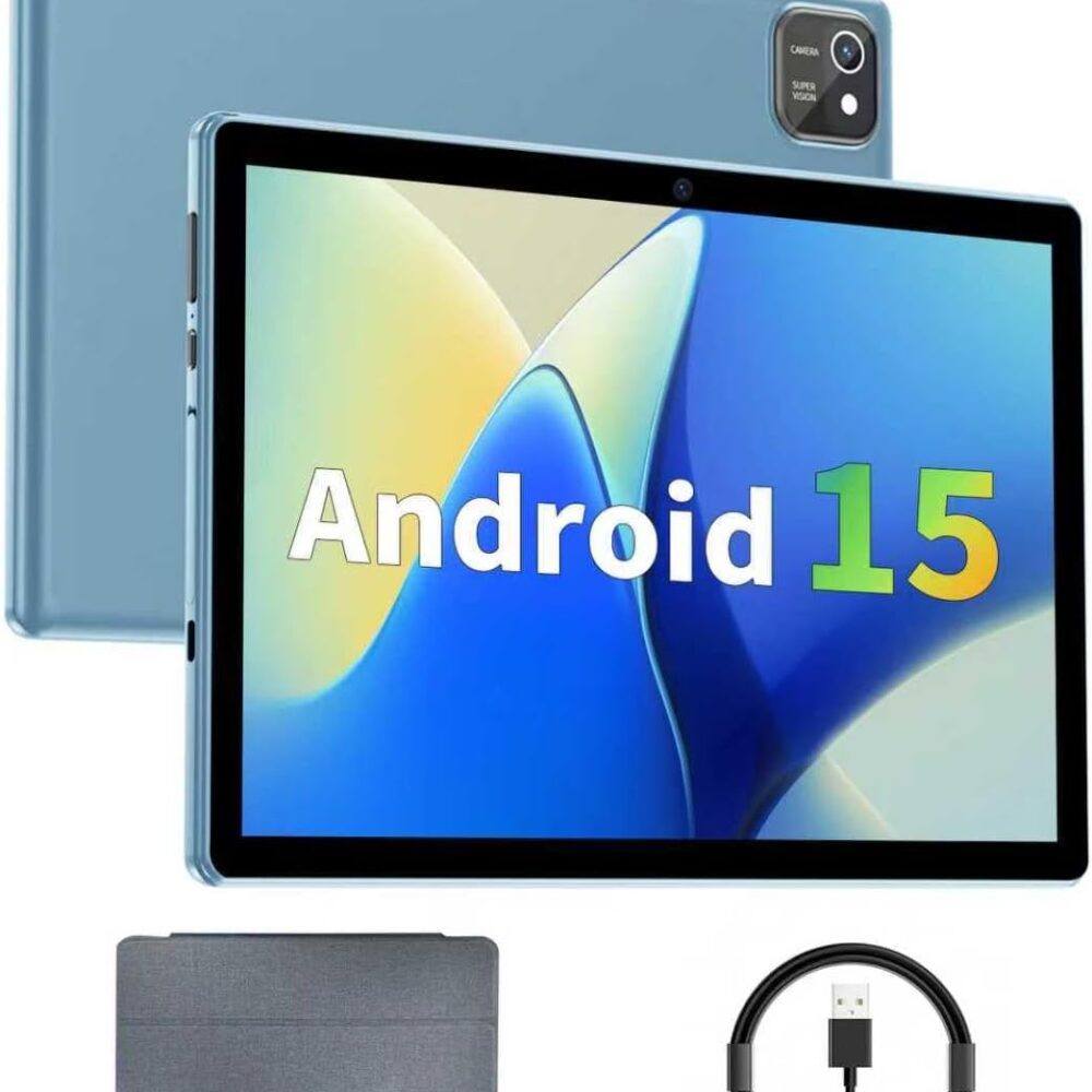 aiprotablet Tablet 10 inch Android 15 Tablets, 12GB RAM 64GB ROM 1TB Expand, Quad-Core Processor, 1280x800 LCD Touch Screen, WiFi 5, Dual Camera, BT5.0, 6000mAh Battery (Blue)