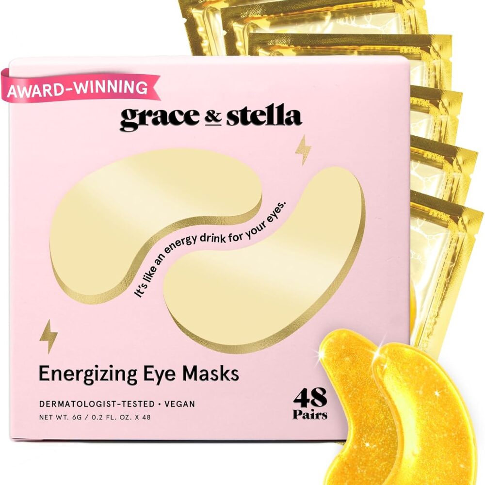 grace & stella Award Winning Under Eye Mask - Birthday Gifts for Women - Gel Eye Patches for Dark Circles, Puffy Eyes, Wrinkles, Undereye Bags - Gifts for Teen Girls - Vegan (48 Pairs, Gold)